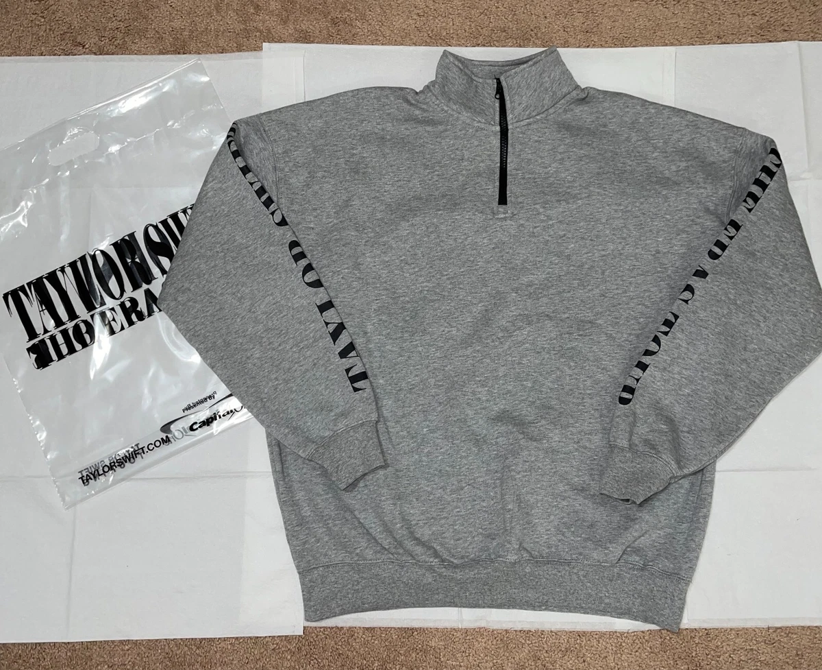 Taylor Swift The Eras Tour Exclusive Merch Gray Quarter Zip Sweater L