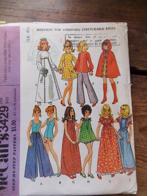 Vintage Schnittmuster für Sindy/Barbie 11,5 in Modepuppen.