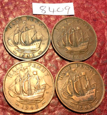 DATE-RUN OF 4 KING GEORGE VI BRONZE HALFPENNIES 1940-43 - JOB LOT 8409