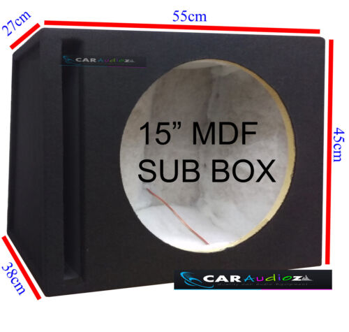 15" 38cm Slot Ported Black Car Sub woofer MDF Box Bass Enclosure for all systems - Afbeelding 1 van 2