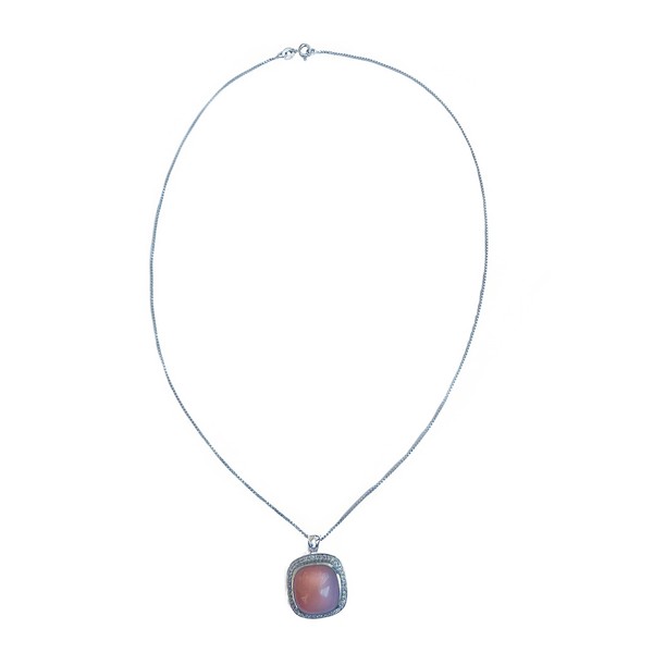 Xen AnhäNger Mit Kette Peach Mondstein Cushion-Cabochon 45 Cm 925 Silber (45 Cm)-image