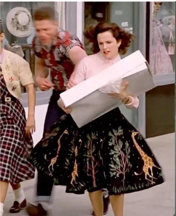 バックトゥザフューチャー サーキュラー スカート ヴィンテージ 50's 50s Vtg Giraffe Skirt *As Seen In BACK TO THE FUTURE 2* Novelty