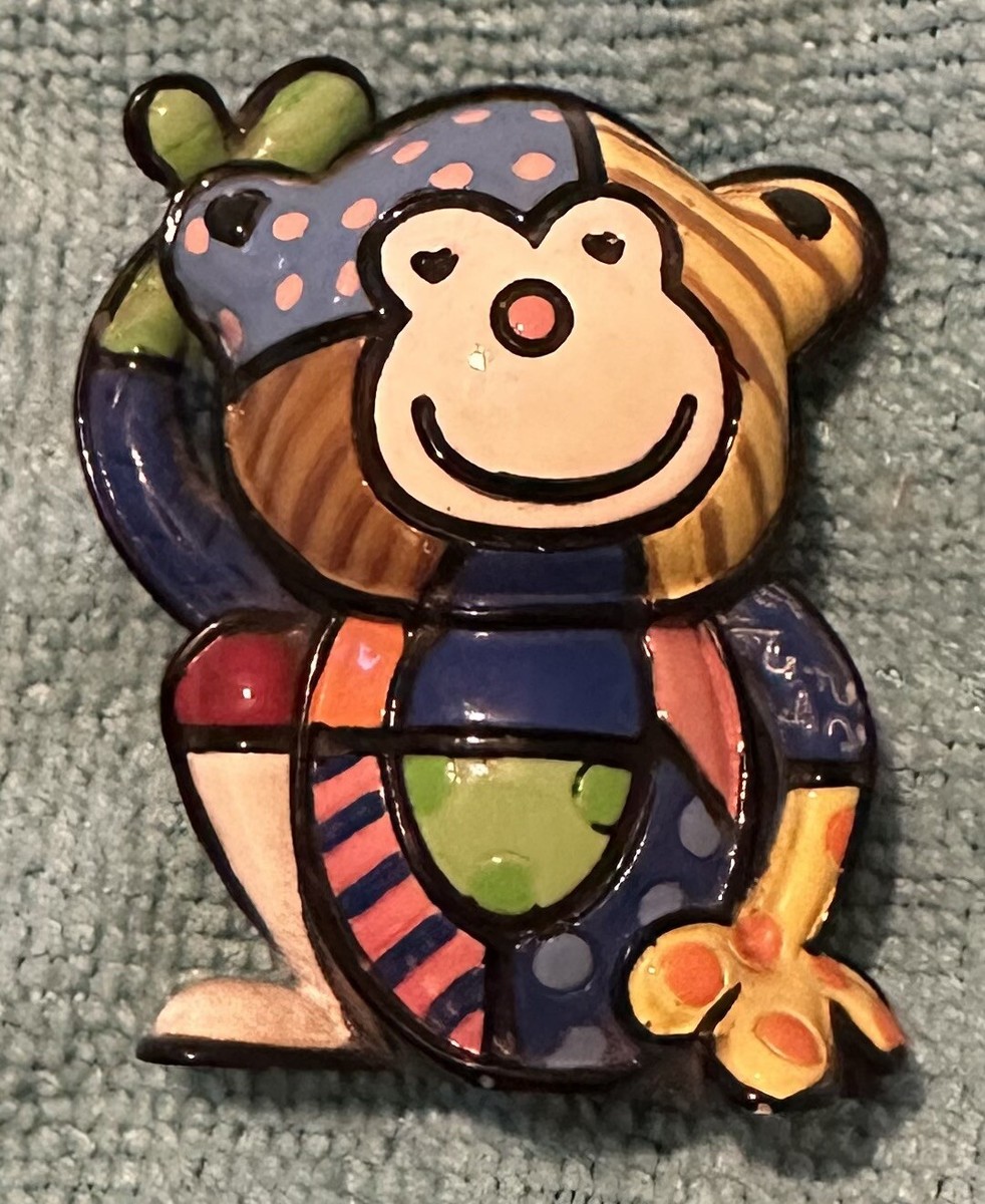 Romero Britto Mini Monkey 3D Cheeky Figurine #14072 Rare Retired