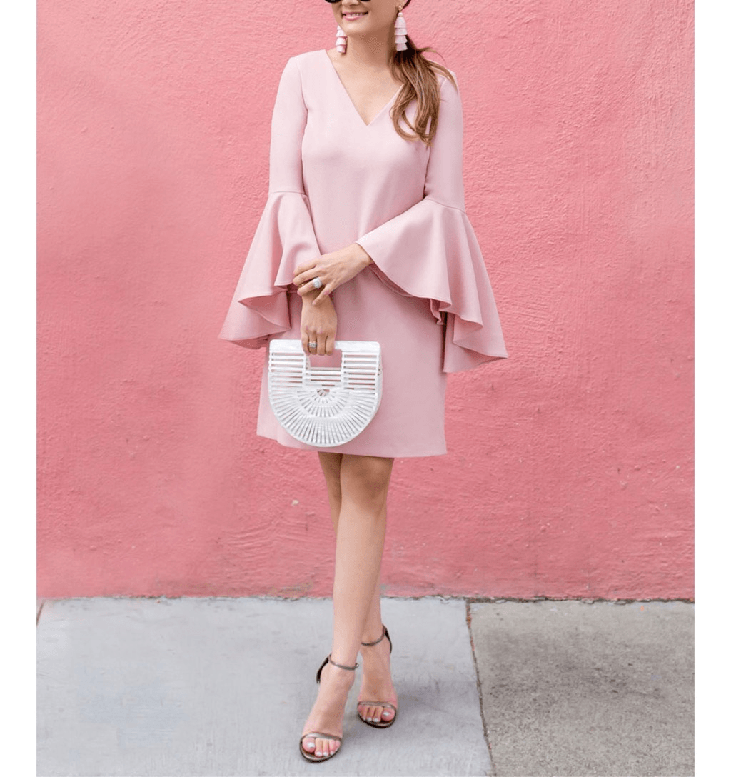 pink shift dress with sleeves Strawberry Pink Shift Dress