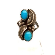 Vintage Sterling Signed BM Native American Zuni Multi Stone Turquoise Ring sz 6