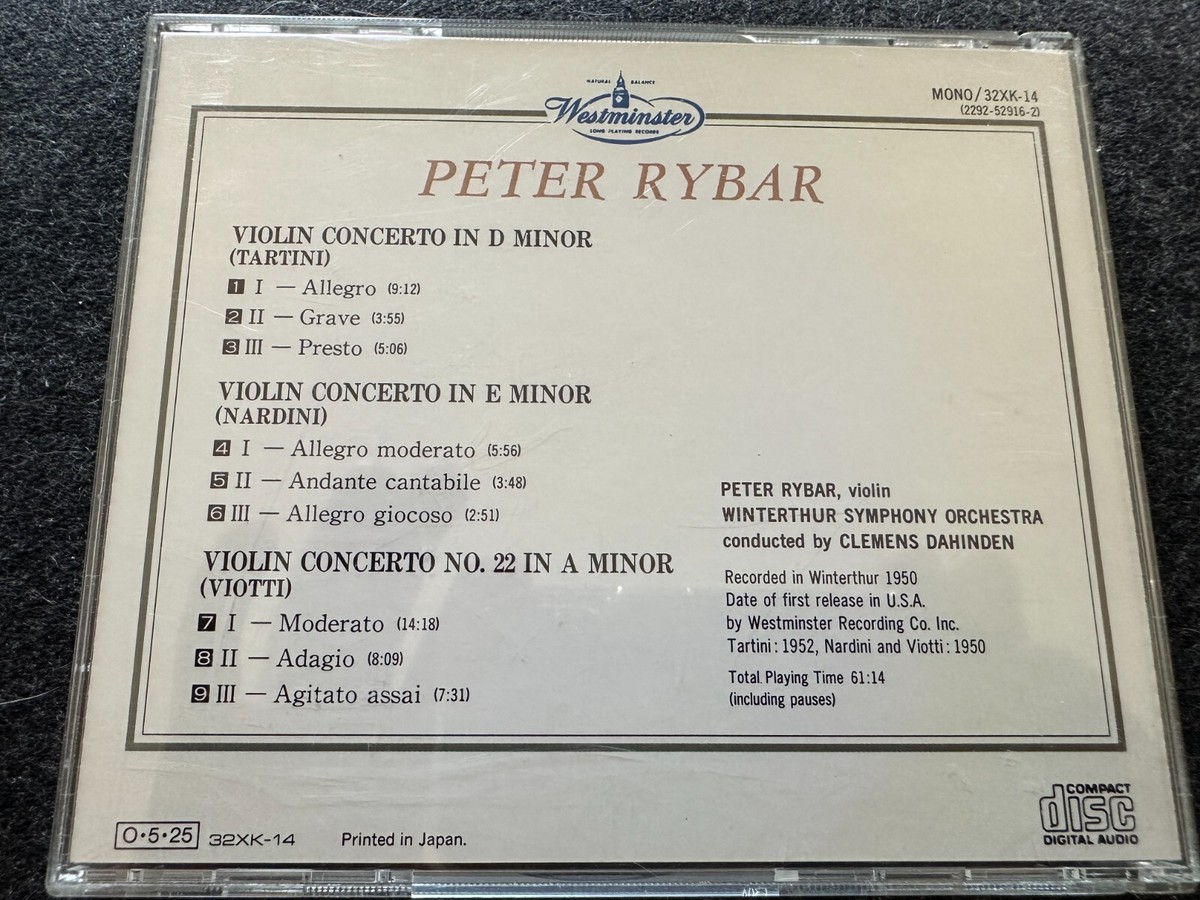 PETER RYBAR VIOTTO VIVALDI TARTINI VIOLIN CONCERTOS
