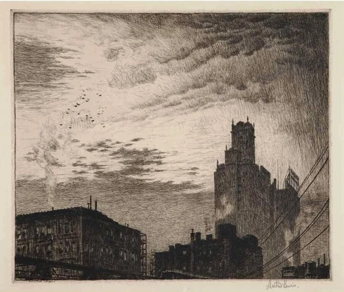 Skyline, New York  : Martin Lewis : 1919 : Archival Quality Art Print