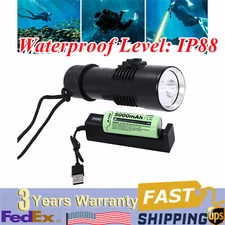 LED Dive Light, Waterproof Compact Bright Diving Torch, Submersible Flashlight