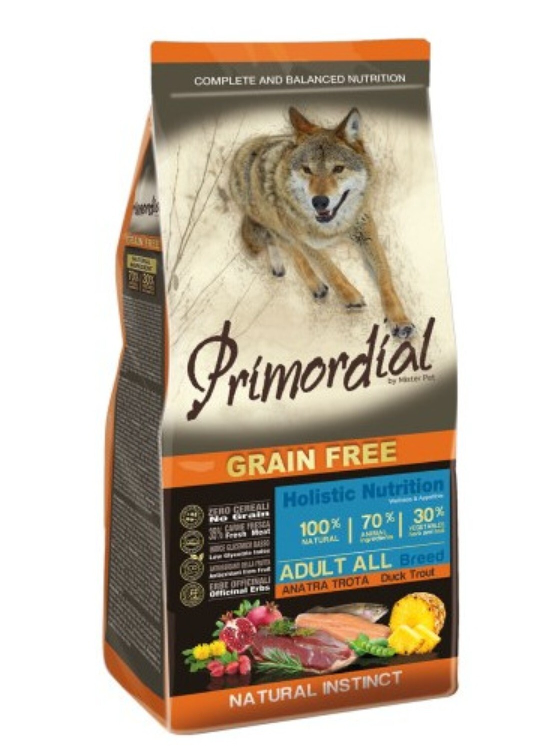 Primordial Grain Free Alimento per Cani Adulti con Anatra e Trota 12 Kg - 1