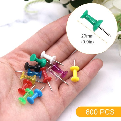600 PK Spille a Spinta, Spille da Disegno, Multicolore per Bacheca ecc. Con scatola. - Foto 4 di 6