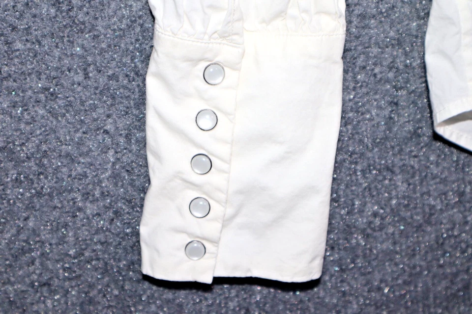 Pearl Shirt Women 4 Off White Cream Lela Rose Poplin Button Down Snap Cuffs EUC - Image 4 of 4