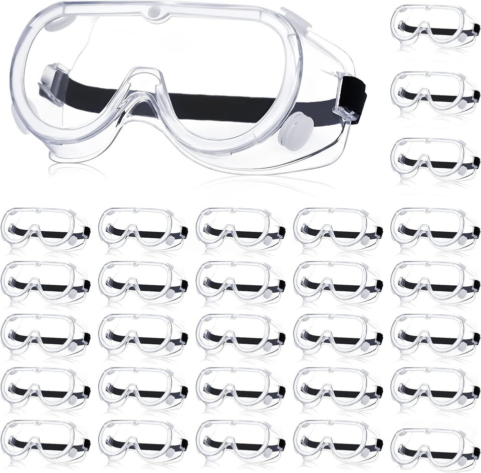 30 Pack Protective Safety Goggles Clear Lab Goggles Over Glasses Anti ...
