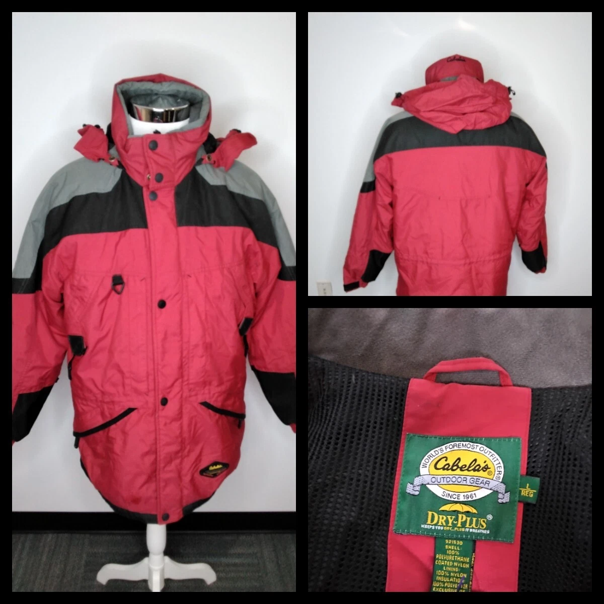 Cabela's Jacket Red and Black Men's Large #Z4141