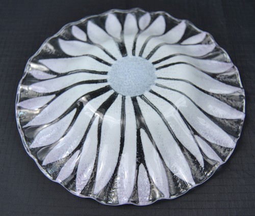 Art Glass Flower Signed Syd Rossled Tray Dish - Picture 3 of 4