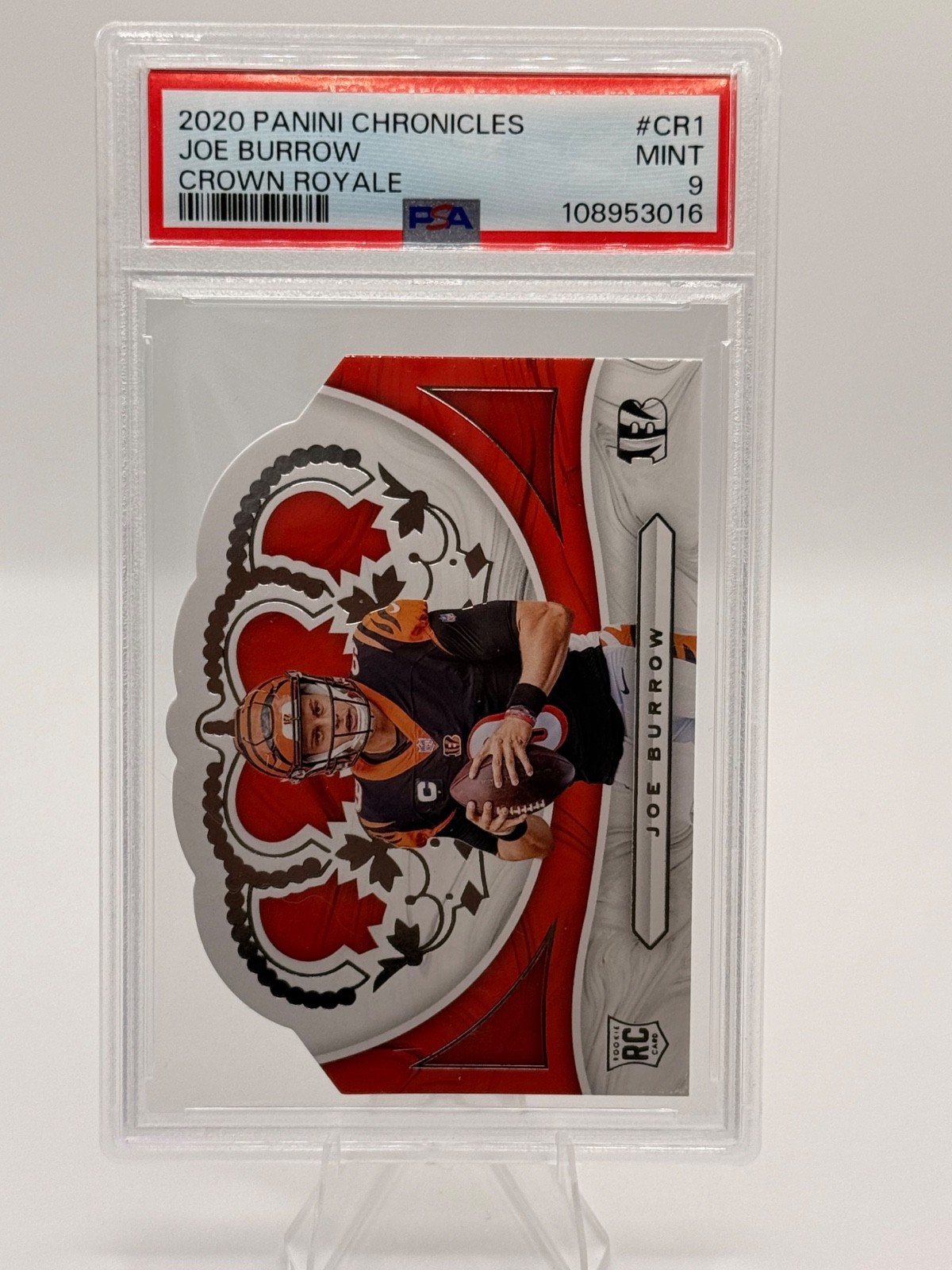 JOE BURROW 2020 Panini Chronicles Rookie Crown Royale Die Cut RC Bengals PSA 9