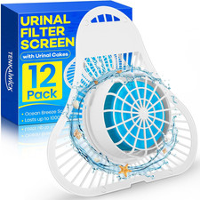 12 Pack Urinal Screen Deodorizer Anti-Splash Ocean Breeze Scent Urinal Cakes