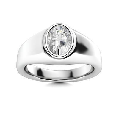 950 Platinum Men Ring For Wedding Lab Created Oval 0.70 Carat Band E F  VS