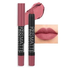 evpct 1Pcs Chestnut Matte Lipstick and Lip Crayon Liner Pencil Pen Set for Wo...