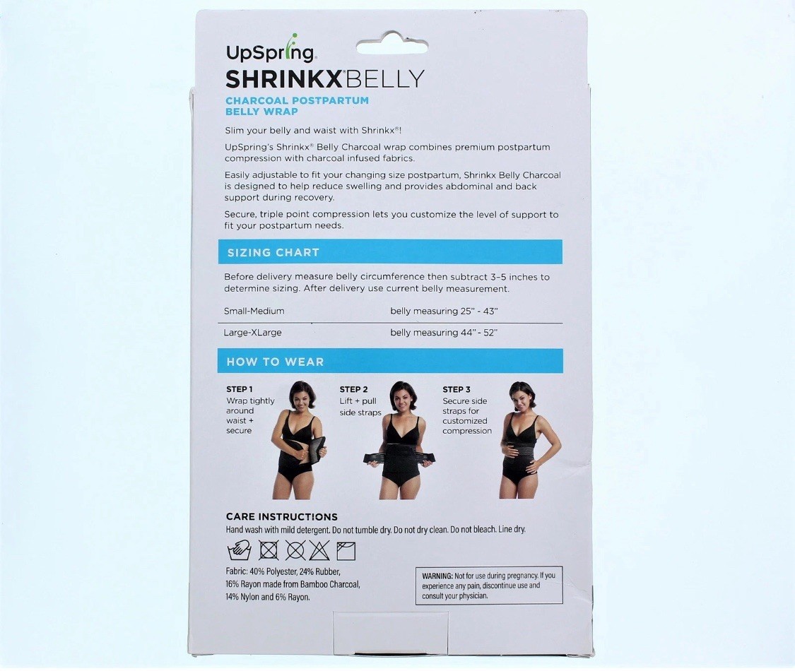 UpSpring Shrinkx Belly Postpartum Wrap With Bamboo Charcoal Fiber