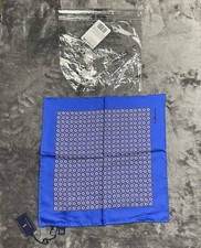 Polo Ralph Lauren Silk Pocket Square Geometric Italy Blue Floral NWT 15  