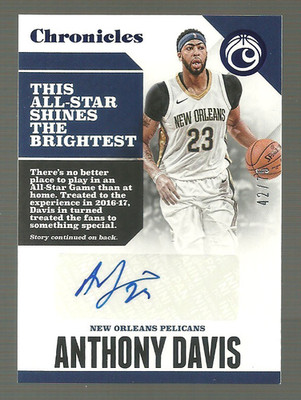 42/75 Anthony Davis 2017-18 Panini Chronicles Auto Purple #CA-ADV Pelicans