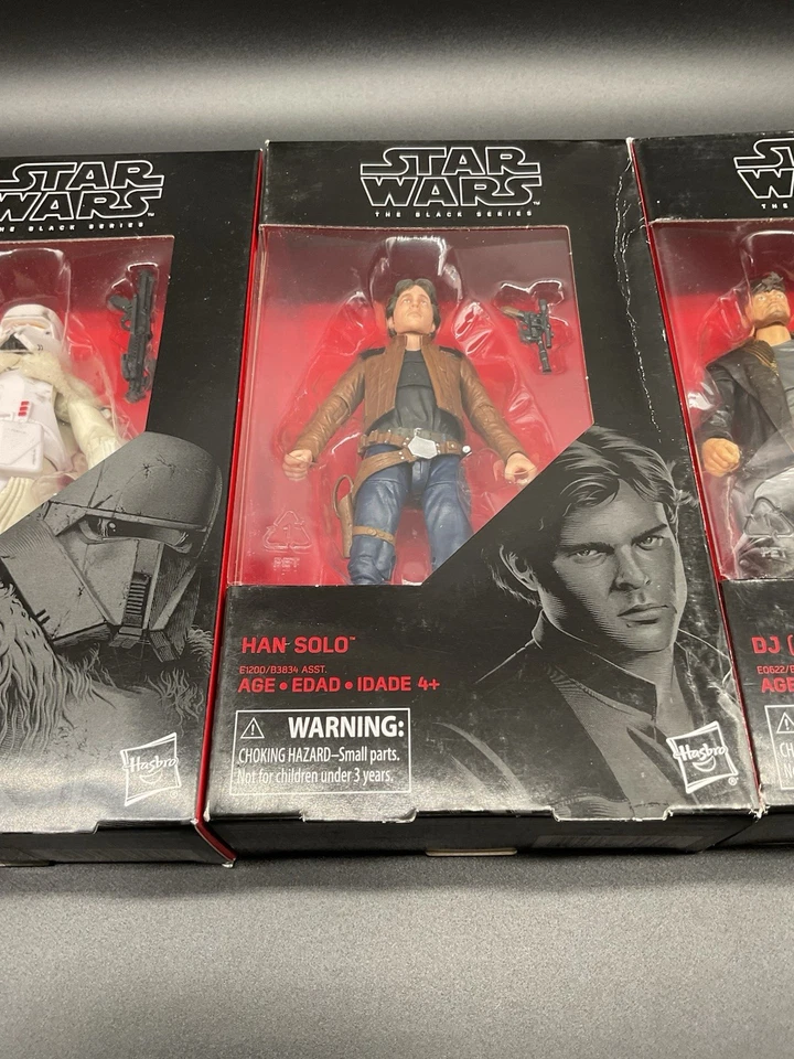 Star Wars Black Series Lot of 4 Rey, Range Trooper, Han Solo, DJ – Box Damage - Image 4 of 4