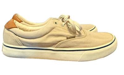 Polo Ralph Lauren Vaughn Men's 9D Khaki Canvas Suede Sneakers Display Sample