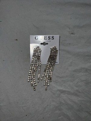 Guess Los Angeles Long Crystal With Gold Outline Earrings