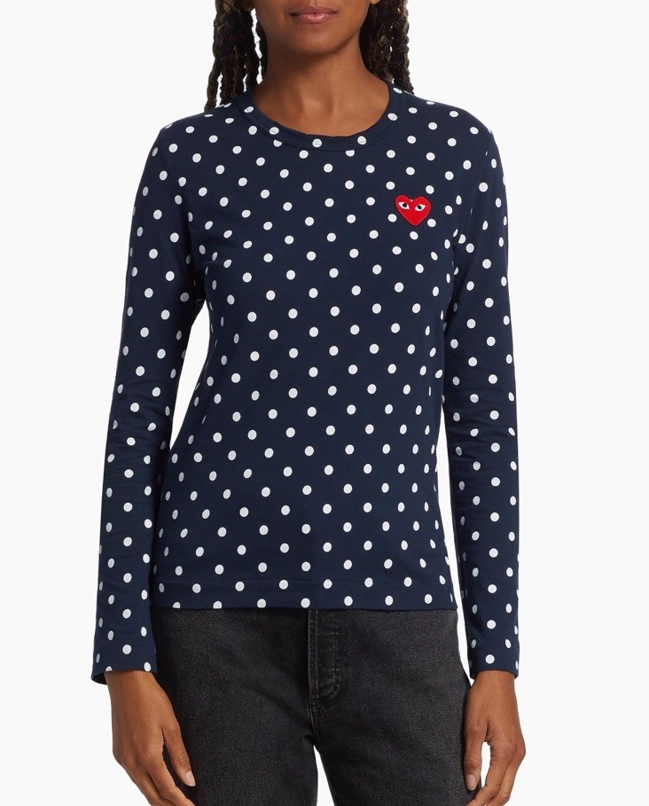 Comme Des Garcons Play Polka Dot Long Sleeve Shirt Navy White