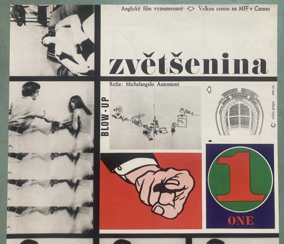 Blow Up 1967 Czech vintage Film Poster Milan Gryar Roy Lichtenstein 58 x 81cmBIG - Bild 3 von 4