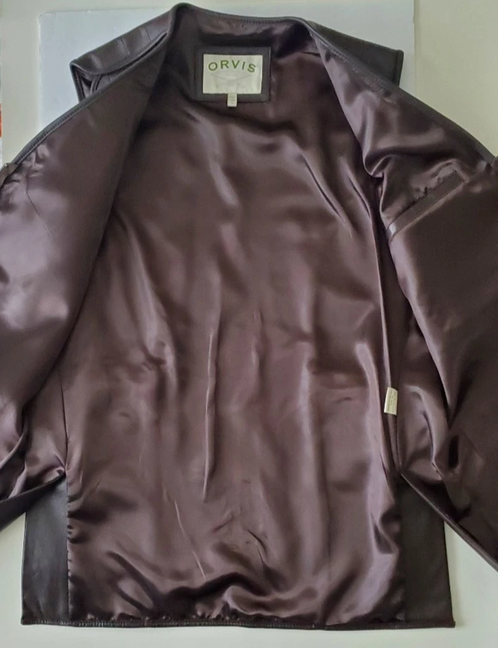 Vintage Orvis Brown Leather Mens Outdoor Hunting Safari Field Vest / Jacket sz L - Image 3 of 4