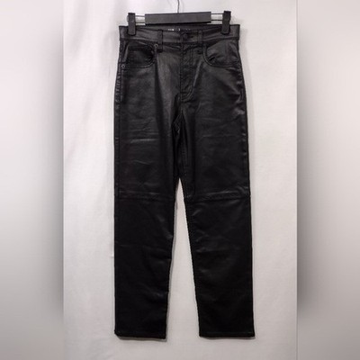 New Gap Teen Sky High 90s Loose Faux Leather Pants Sz 12 Black Boho Retro Y2K