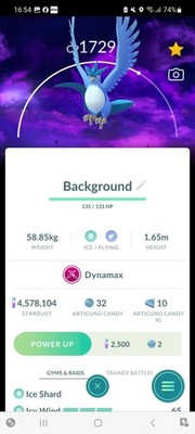 Pokemon Go Legendary Dynamax Articuno (Normal) (Hintergrund)