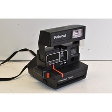 Vintage Polaroid OneStep Flash Instant Camera Black 600 Series With Strap
