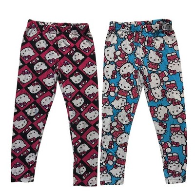 Hello Kitty Girls Long Leggings size 4 Pink & Blue Set of 2 Cute Print Stretchy 