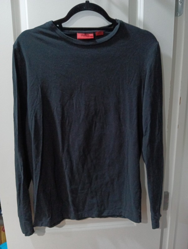 Men's Hugo Boss Red Label Black Long Sleeve Crewneck T-Shirt  Lightweight Size M
