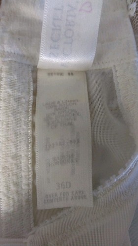 Vintage Victoria's Secret BH ungefüttert UW Spitze Blumen weiß Damen Gr. 36D - Bild 8 von 8