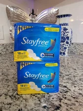 Lot of 2 Stayfree Ultra Thin Regular Pads With Wings, 18 Count NEW