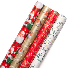 4 x 7m Traditional Christmas Gift Wrapping Paper Roll (28 meters)