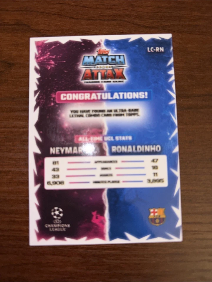 2025-26 Topps Match Attax Ronaldinho & Neymar Jr Lethal Combo Ultra Rare #LC-RN - Image 2 of 2