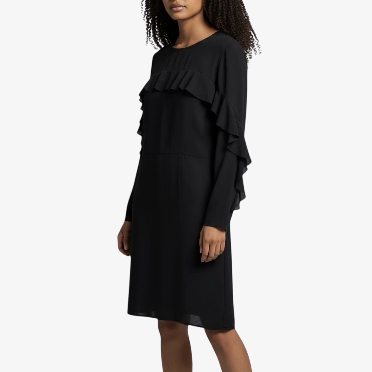 sachin and babi light blue dress Printed Chiffon Midi Dress with Puff Sleeves 34 (FR) / Black main image 1