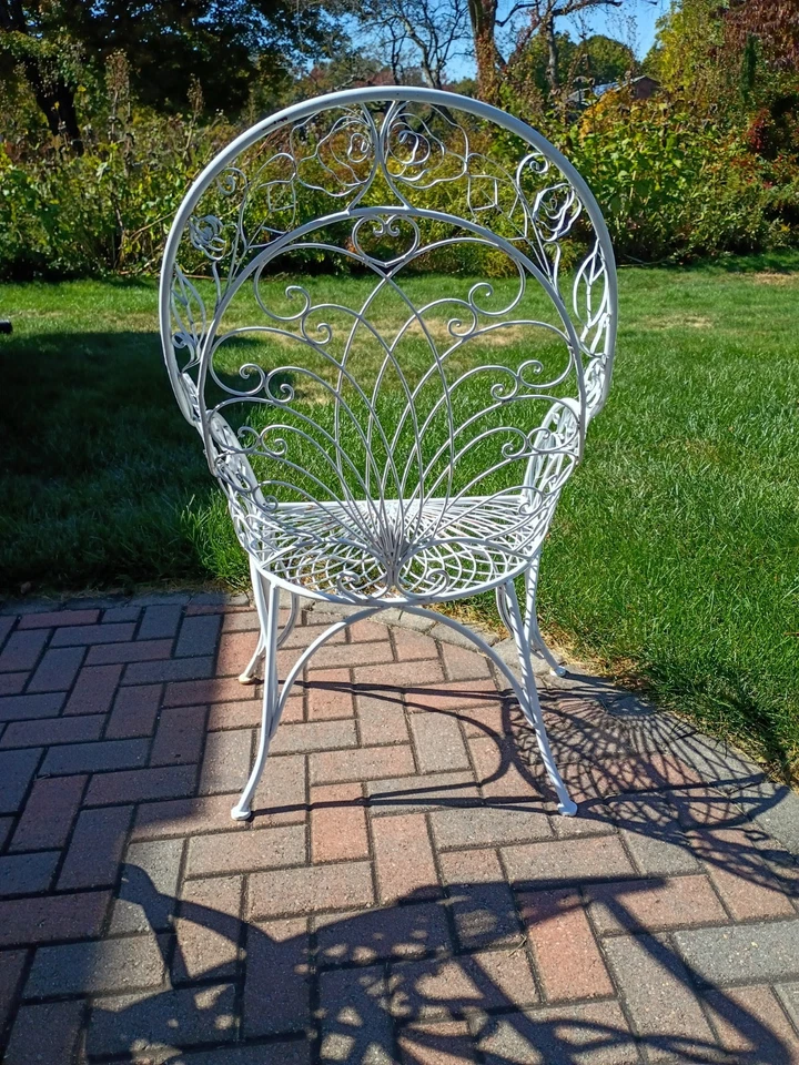 Vintage Wrought Iron SALTERINI Outdoor PADIO Chair Ivy Rose Pattern 43z23 - Image 4 of 4