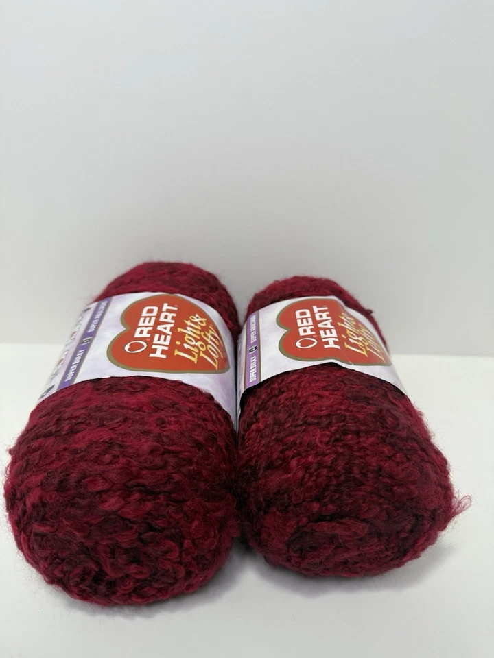 Hilo Corazón Rojo Ligero y Alto 9376 Vino Lote de 2 Madejas Acrílico Súper Voluminoso Foto 2 de 3