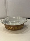 Vintage Pyrex Early American 1 & 1/2 Qt Oval Casserole Dish w/ Lid #043 ~Nice~