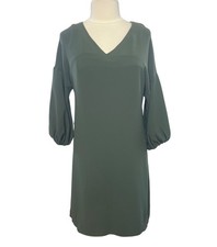 Adrianna Papell Gauzy Crepe Bubble Sleeve Dress Womens 2 Green New No Belt