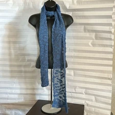 Women's Blue Knitted Wrap Around Scarf Winter Soft Cozy Unbranded Fashion Accent