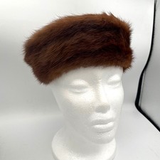 Vintage Siberian Fur Store Tokyo Mink Fur Pillbox Hat 1950s 1960s Mid Century