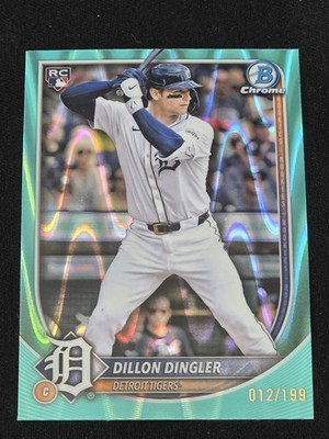 Dillon Dingler Aqua Ray Wave /199 Rc 2025 Bowman Chrome #41 Detroit Tigers