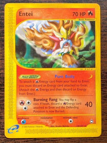 Entei 10/147 Rare Aquapolis Pokemon Moderately Played