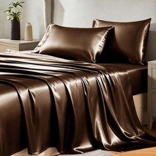 Satin Sheets King Size Sheet Set - Silky Soft Bedding Similar to Silk, 4 Piece